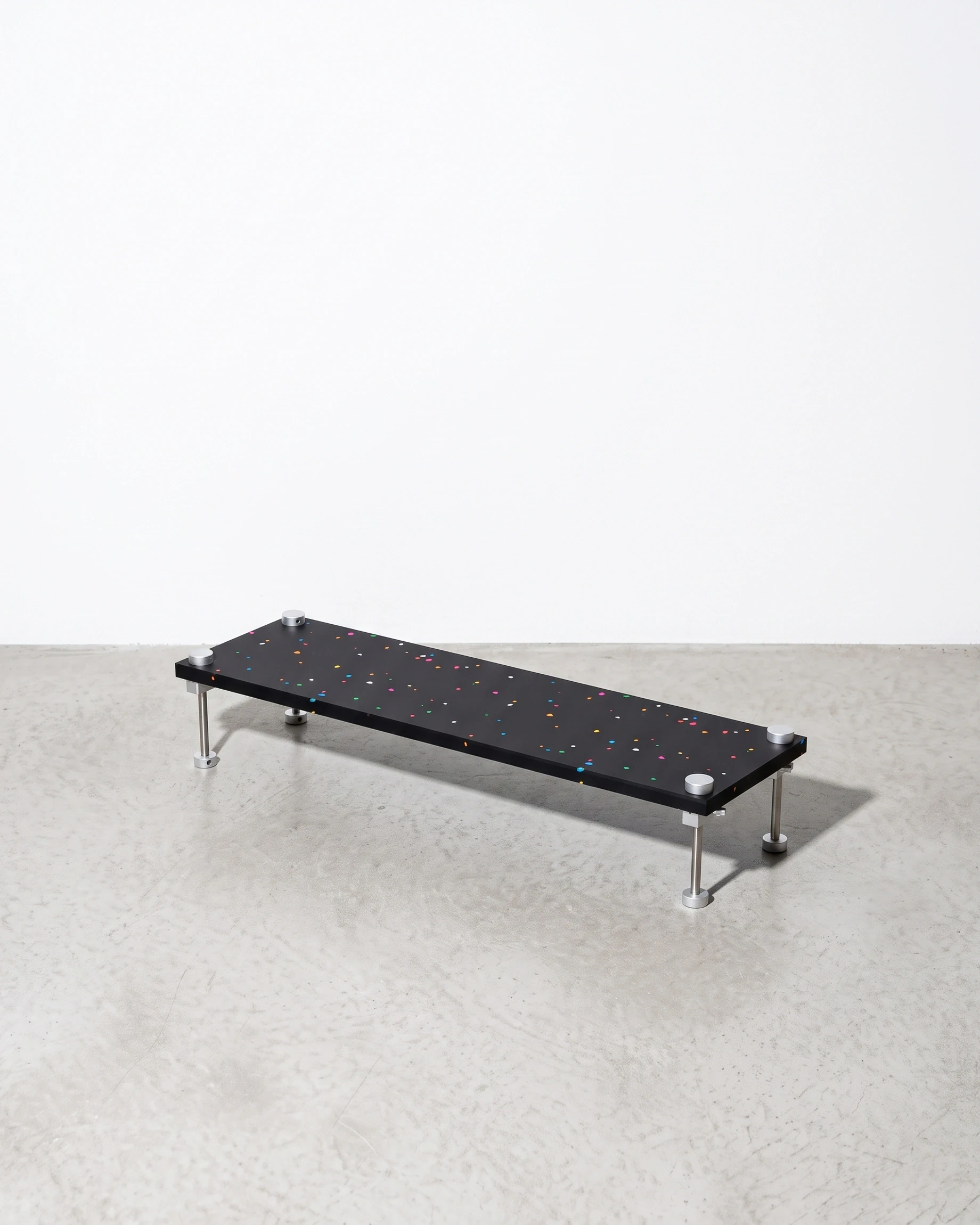 Shopkeeper, step riser 50 × 15, black, colour flecks: front right view