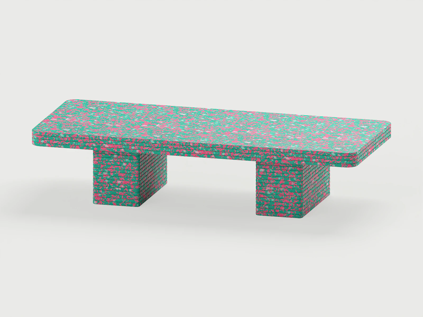 Lamplighter, outdoor daybed 180 × 75 × 40, terrazzo: front right view
