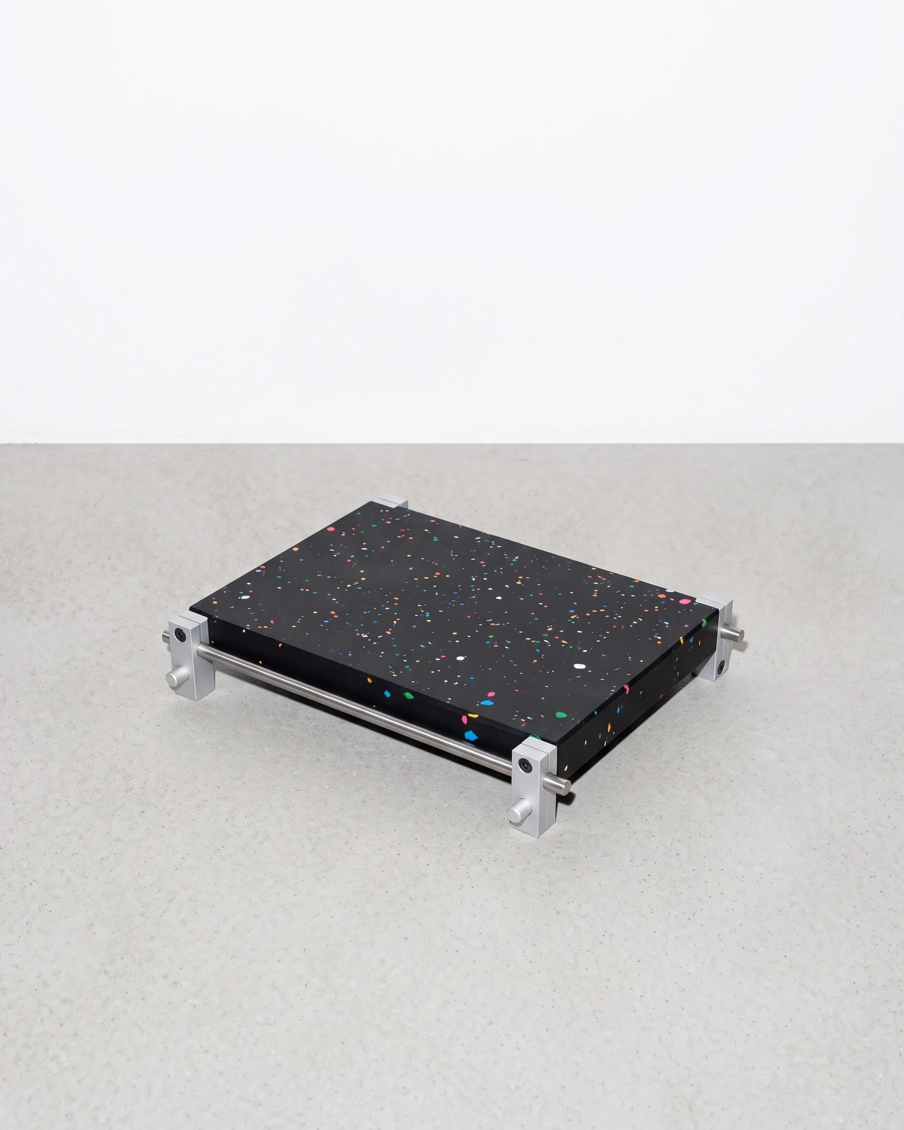 Cashier, organiser 18 × 13, black, colour flecks: front right view