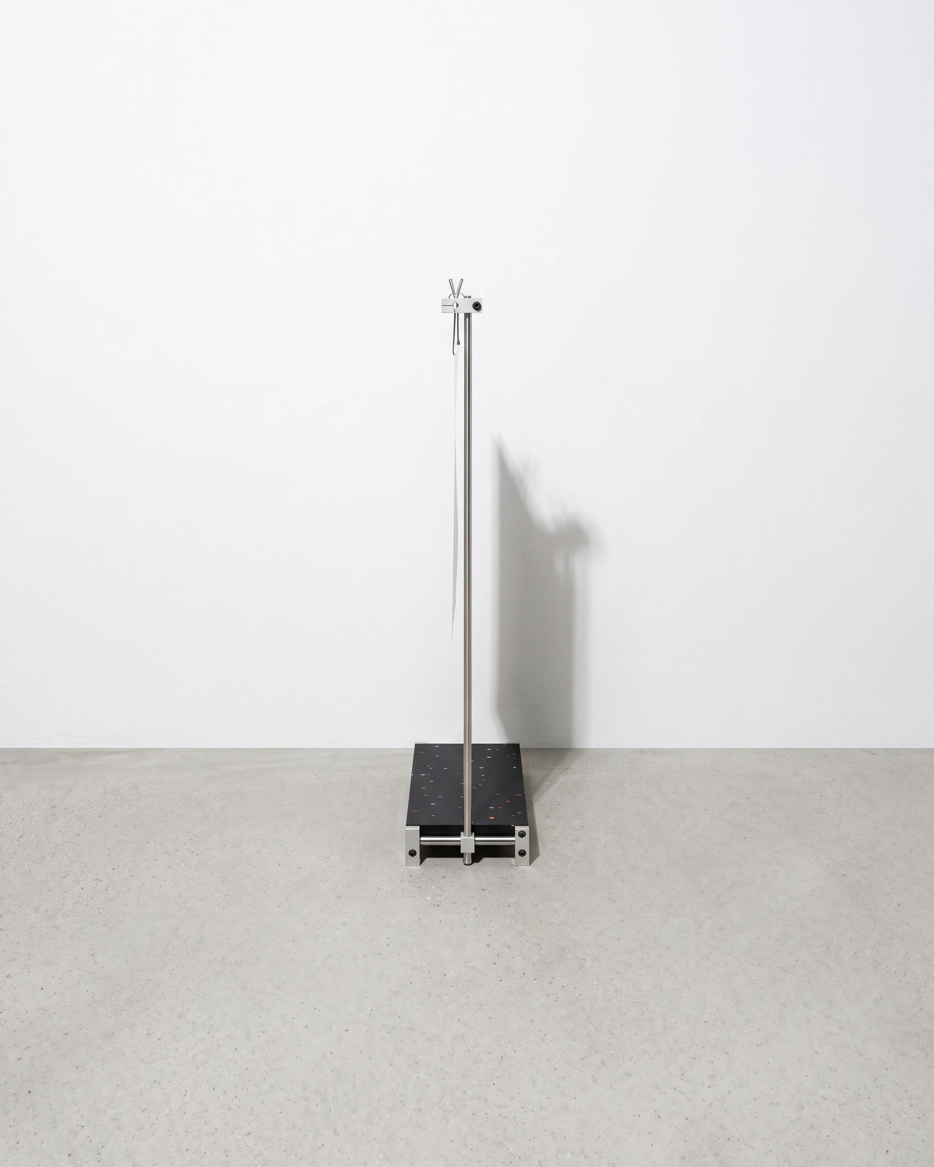 Poster, clip stand for A3, black, colour flecks: side view