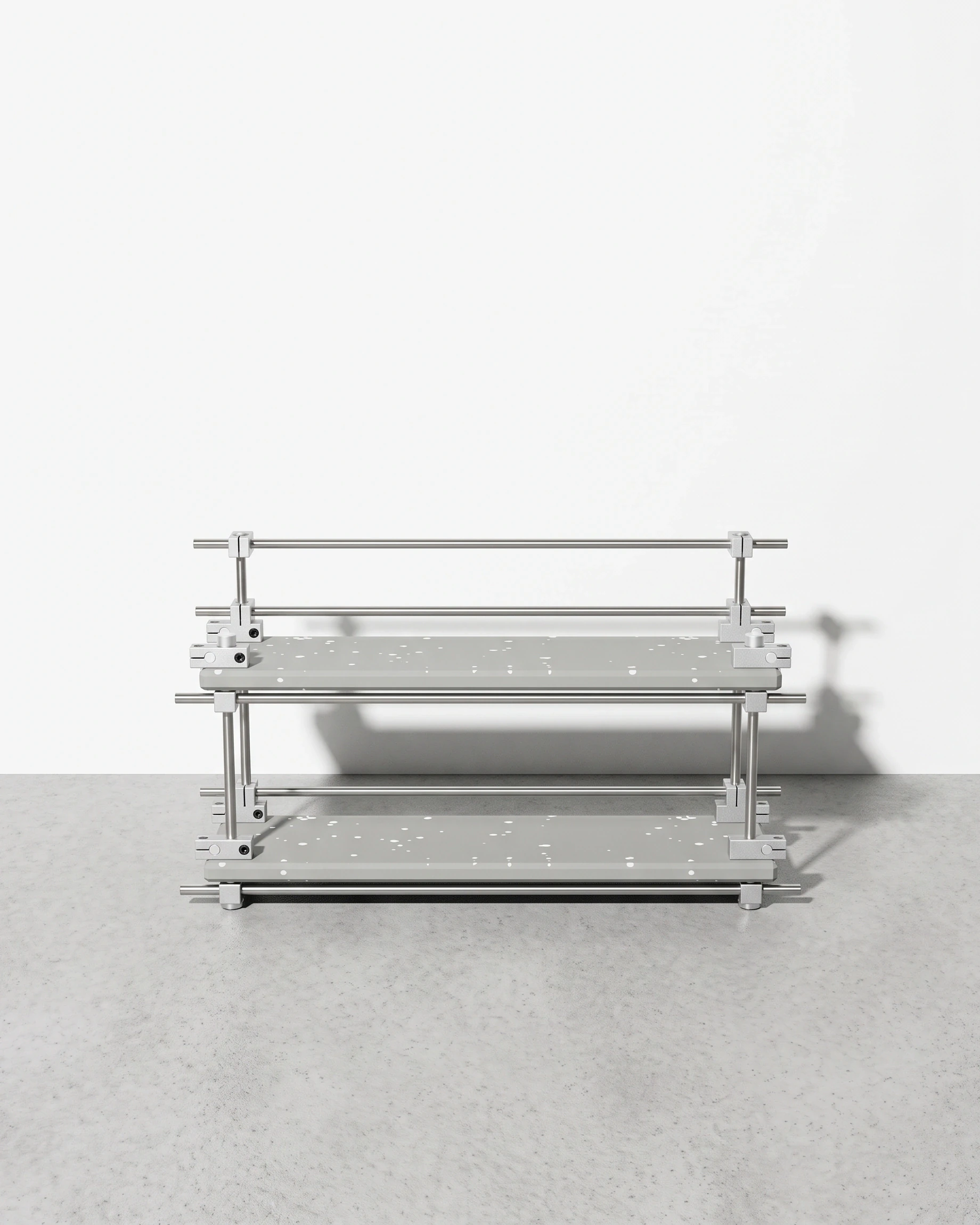 Chemist, two-level shelf 35 × 12, grey, white flecks: front view