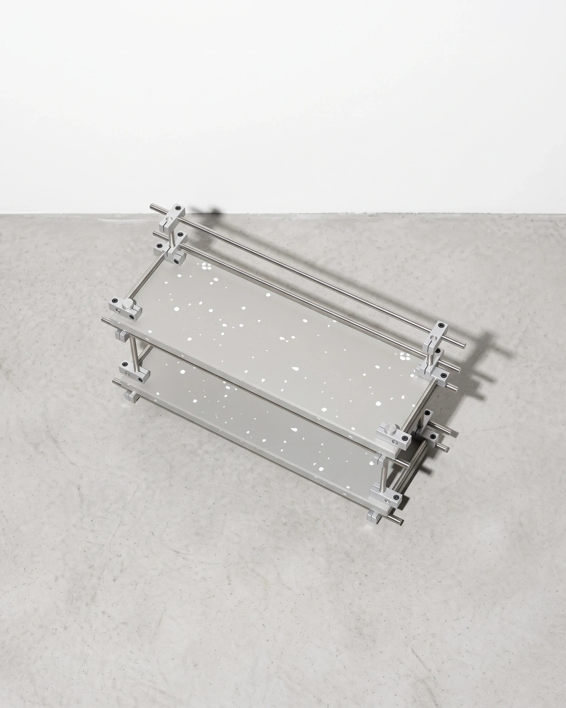 Chemist, two-level shelf 35 × 12, grey, white flecks: top view